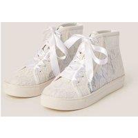 Kids Floral Lace High Top Trainers (7 Small - 3 Large)
