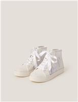 Kids Floral Lace High Top Trainers (7 Small - 3 Large)