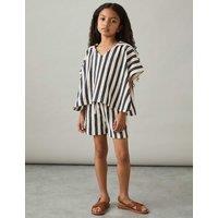 2pc Cotton Blend Striped Top & Shorts Outfit (4-14 Yrs)