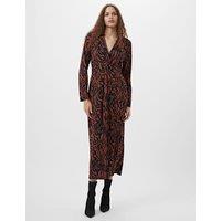 Jacquard V-Neck Twist Front Midi Shift Dress