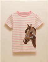 Pure Cotton Horse Applique T-Shirt (1-9 Yrs)