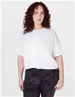 Sweaty Betty Essential Cotton Rich Crew Neck Crop T-Shirt White