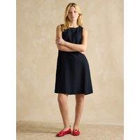 Linen Blend Round Neck Shift Dress