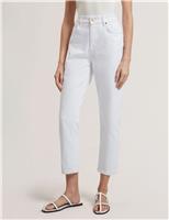 Ted Baker Mid Rise Straight Leg Cropped Jeans Ivory
