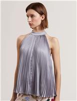 Ted Baker Pleated Halter Neck Sleeveless Top Lilac