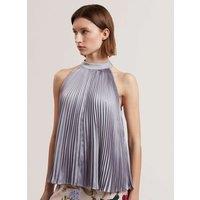 Ted Baker Pleated Halter Neck Sleeveless Top Lilac