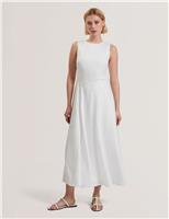 Ted Baker Pure Linen Midi Waisted Dress White