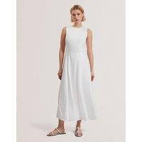 Ted Baker Pure Linen Midi Waisted Dress White