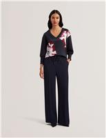 Ted Baker Straight Leg Drawstring Trousers Dark Blue
