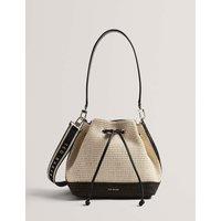 Straw Webbing Strap Detail Bucket Bag