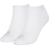 Calvin Klein 2 Pack Cotton Blend Sparkle Logo Trainer Socks White