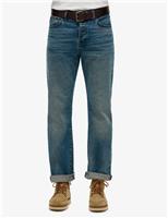 Straight Fit Turn-Up Rigid Denim Jeans