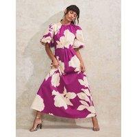 Cotton Rich Floral Maxi Waisted Dress