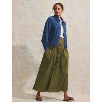 Pure Cotton Ruched Maxi A-Line Skirt