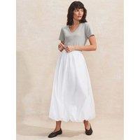 Pure Cotton Bubble Hem Midaxi A-Line Skirt