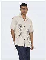 ONLY & SONS Pure Cotton Embroidered Shirt Grey Mix