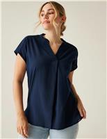 Rianne Cotton Rich V-Neck Blouse with Linen