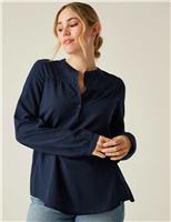 Natine Cotton Rich Blouse with Linen