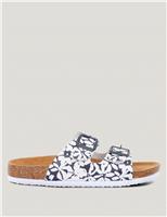 Lady Mia Floral Buckle Footbed Sliders