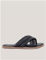 Carradine Leather Crossover Flat Sliders