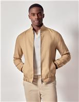 Hawes & Curtis Pure Linen Bomber Jacket Sand