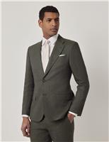 Hawes & Curtis Tailored Fit Pure Italian Linen Suit Jacket Dark Green