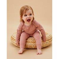 MORI Cotton Blend Ribbed Joggers (0-4 Yrs) Pink