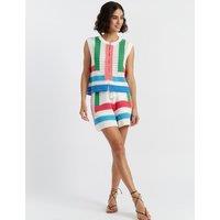 Pure Cotton Colour Block High Waisted Shorts