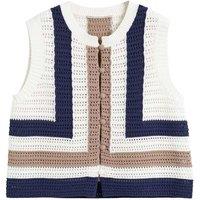 Pure Cotton Colour Block Button Through Knitted Vest