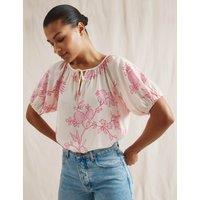Floral Tie Neck Puff Sleeve Blouse