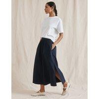 Albaray Pure Cotton Midaxi A-Line Skirt Navy