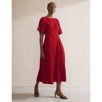 Linen Blend Midi Waisted Dress