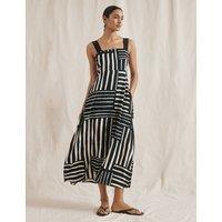 Albaray Striped Midaxi Waisted Dress Black Mix