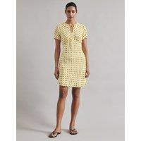 Spot Print Tie Neck Mini Shift Dress