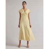 Spot Print V-Neck Midi Skater Dress