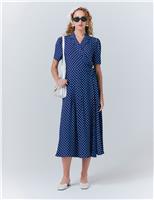 Crepe Spot Print Midaxi Wrap Tea Dress
