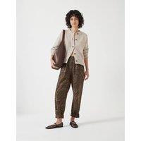 Pure Cotton Leopard Print Barrel Leg Trousers
