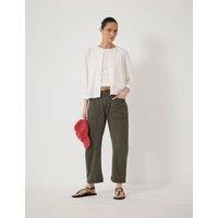 HUSH Cordi Cotton Rich Barrel Leg Trousers Khaki