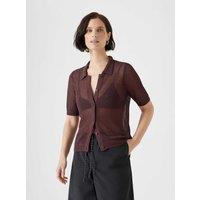 Cotton Rich Textured Collared Knitted Top