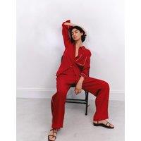 Satin Relaxed Piping Detail Shirt