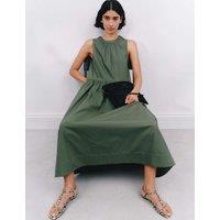 Pure Cotton Round Neck Maxi Waisted Dress