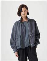 Cotton Blend Relaxed Utility Jacket