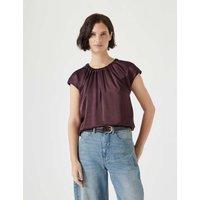 Satin Cap Sleeve Bubble Hem Blouse