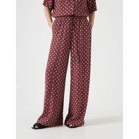 Geometric Print Drawstring Wide Leg Trousers