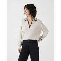 Pure Cotton Textured Collared Jumper