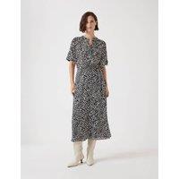 Leopard Print Button Front Midi Shirt Dress