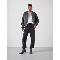 HUSH Cordi Cotton Rich Barrel Leg Trousers Charcoal