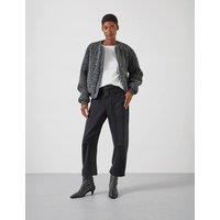 HUSH Cordi Cotton Rich Barrel Leg Trousers Charcoal