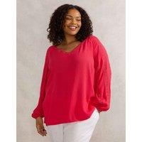 Live Unlimited London Broderie V-Neck Blouse Pink