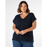 Linen Rich V-Neck Knitted Top